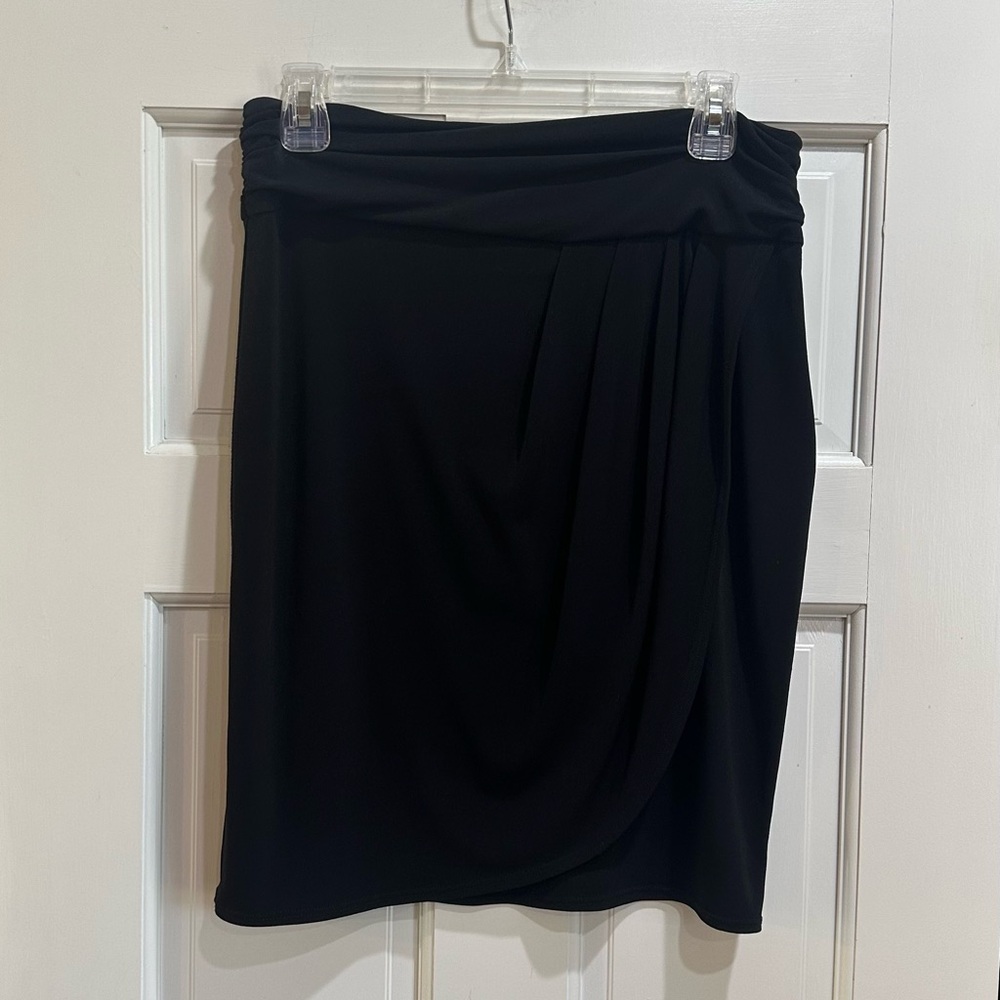 Cache Skirt Small Black Draped Pencil Stretch Knit Tulip Hem Career Work Y2K